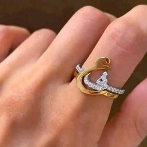 Personalized Arabic Double Initial Stone Ring