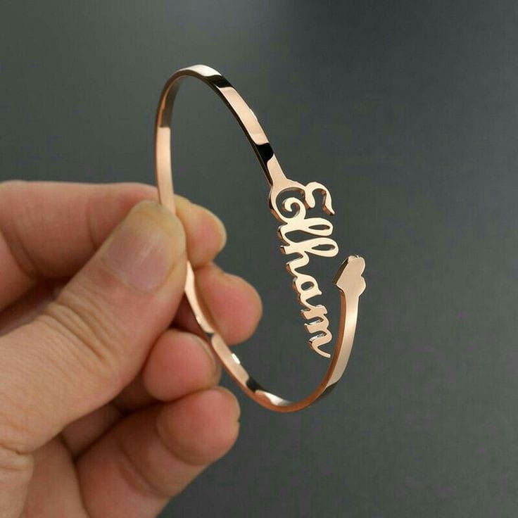 Personalized Single Name & Heart Bangle