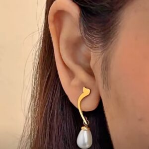Personalized Arabic Initial Pearl Earrings