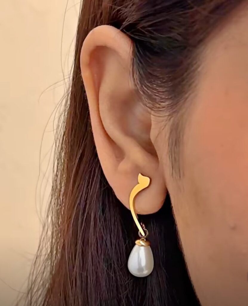 Personalized Arabic Initial Pearl Earrings