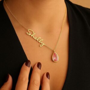 Personalized Birth Stone & Name Necklace
