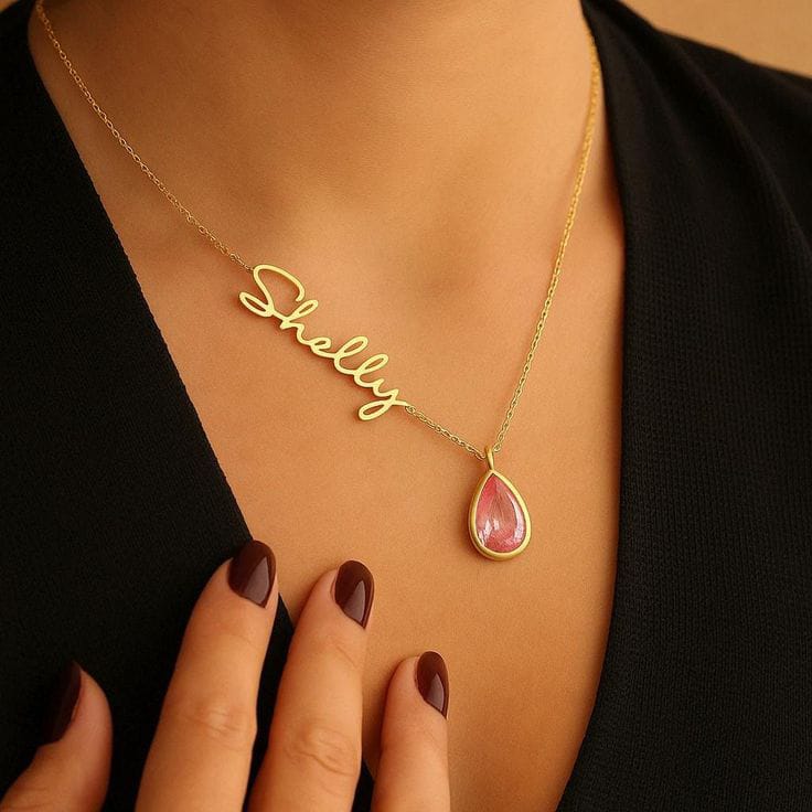 Personalized Birth Stone & Name Necklace