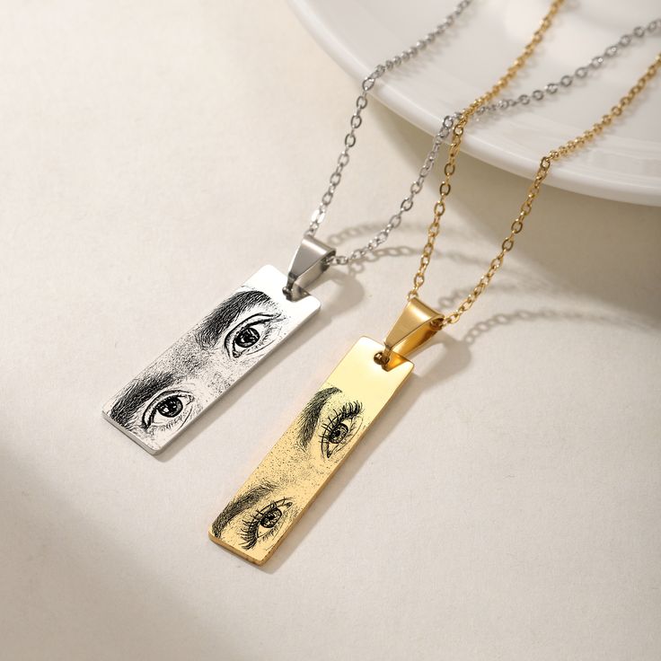 Personalized Engraved Eye Bar Pendant