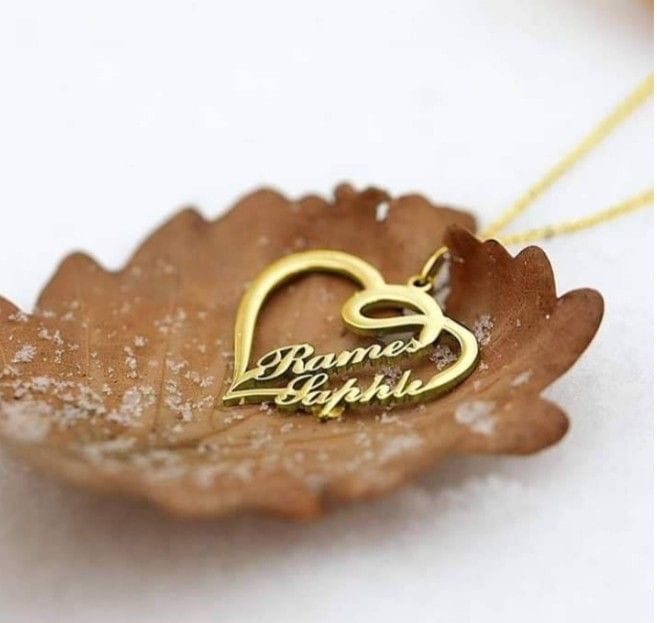 Customized Double Name Heart Shape Necklace