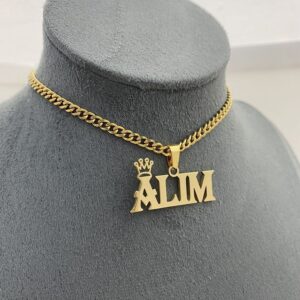 Customized Crown Bold Name Necklace