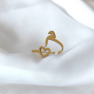 Personalized Arabic Initial Heart Ring