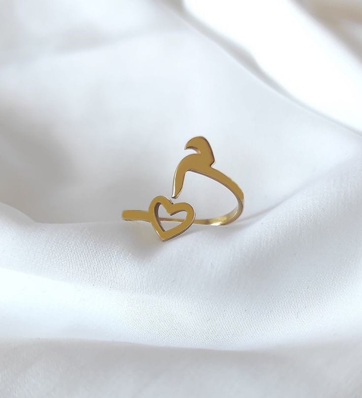 Personalized Arabic Initial Heart Ring